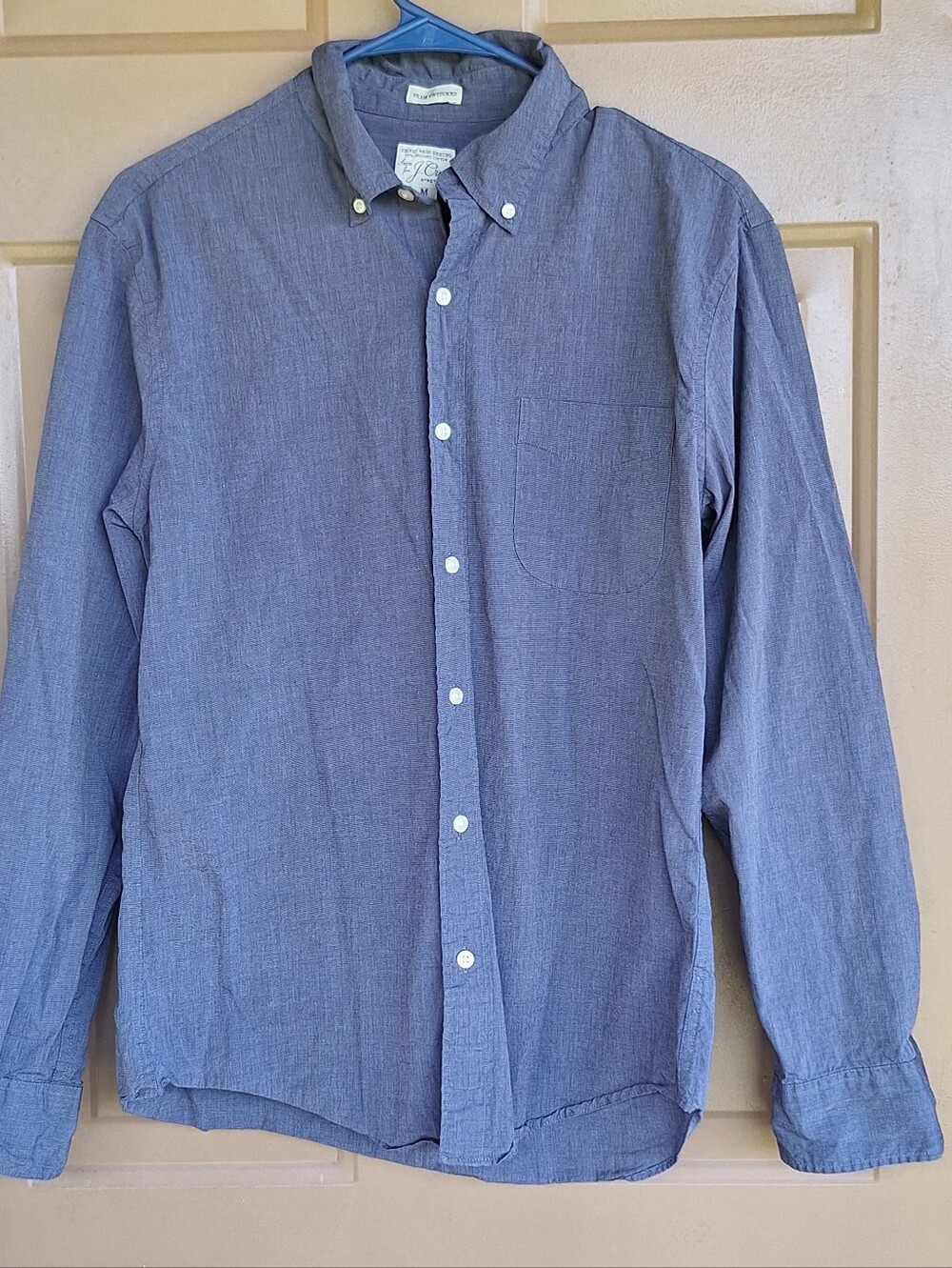 J Crew Re-Washed Mens Medium Secret Wash Shirting Slim Untucked Organic Cotton